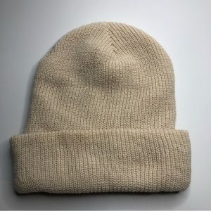 Cream Winter Beanie Hat with cuff Unisex